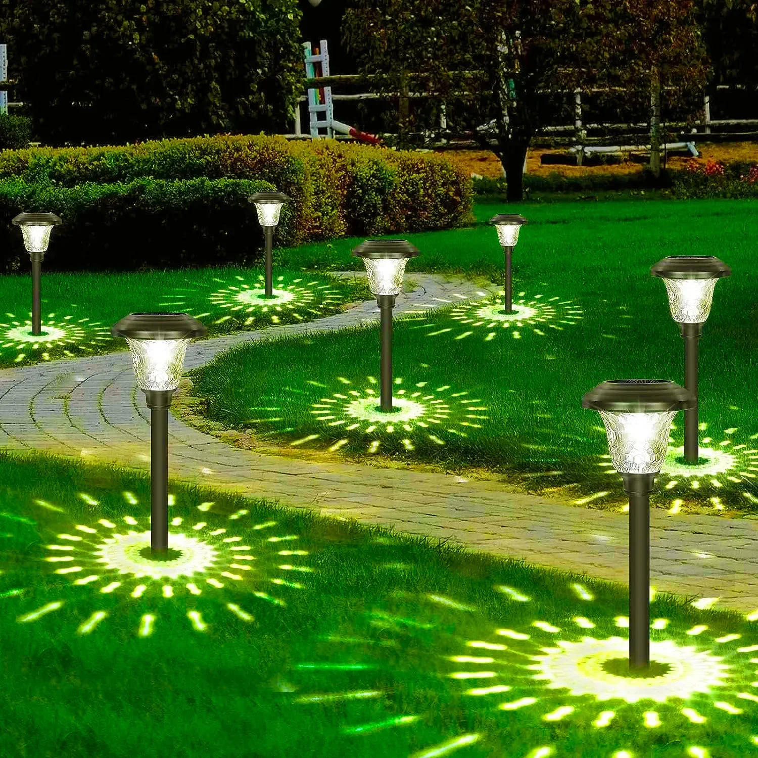 Solar Pathway Light Outdoor,Color Changing+Warm White Solar Garden Lights,Bright Solar Path Lights,for Outside Garden Decoration
