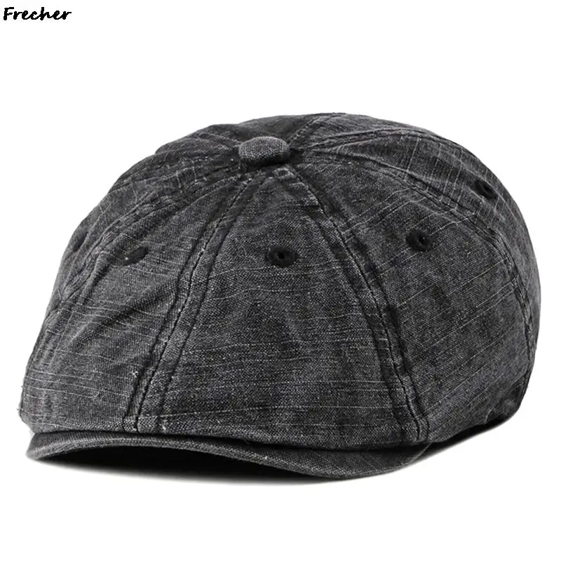 Summer Retro Berets Hat Men Fashion Cabbie Hats England Style Painter Caps Washed Denim Distressed Cap Newsboy Casquette Outdoor