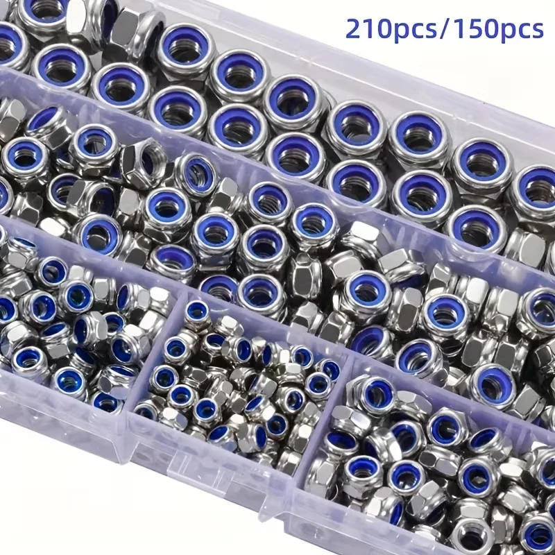 Self‑locking Nylon Insert Hex Lock Nut, Stainless Steel Anti‑Slip Anti‑Loose Locknut For Motorcycle Automobile Bicycle Hardware