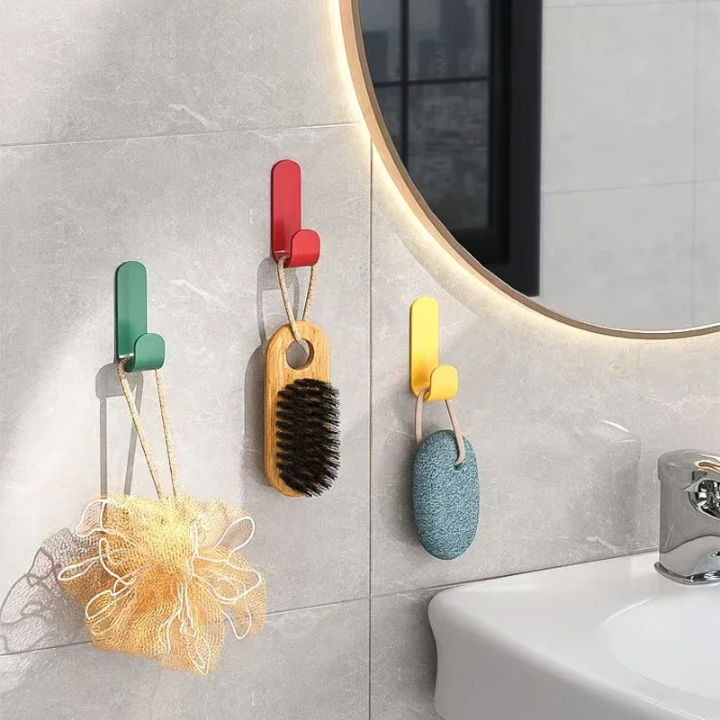 

6Pcs Self Adhesive Strong Wall Hooks Towel Hook Door Hanger Key Bag Coat Hook Holder Kitchen Bathroom Accessories Home Organizer