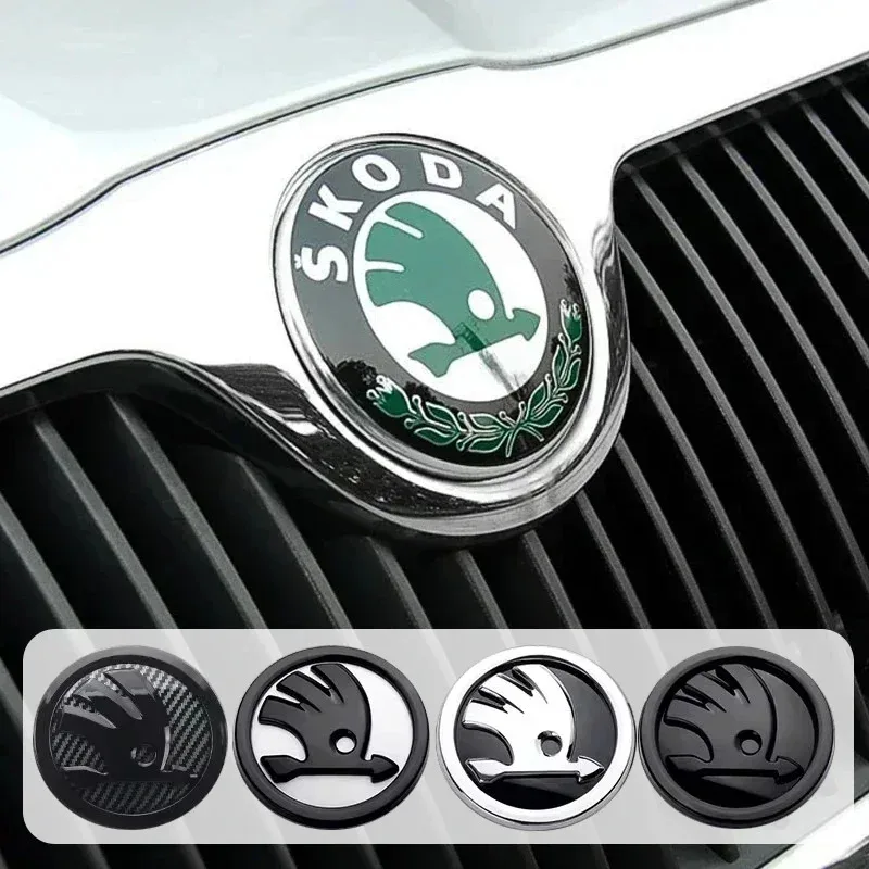 

Car Emblem Badge Front Hood Trunk Sticker Decoration For Skoda Octavia Rapid Kodiaq Karoq Enyaq RS Yeti Scala Fabia Kamiq Superb