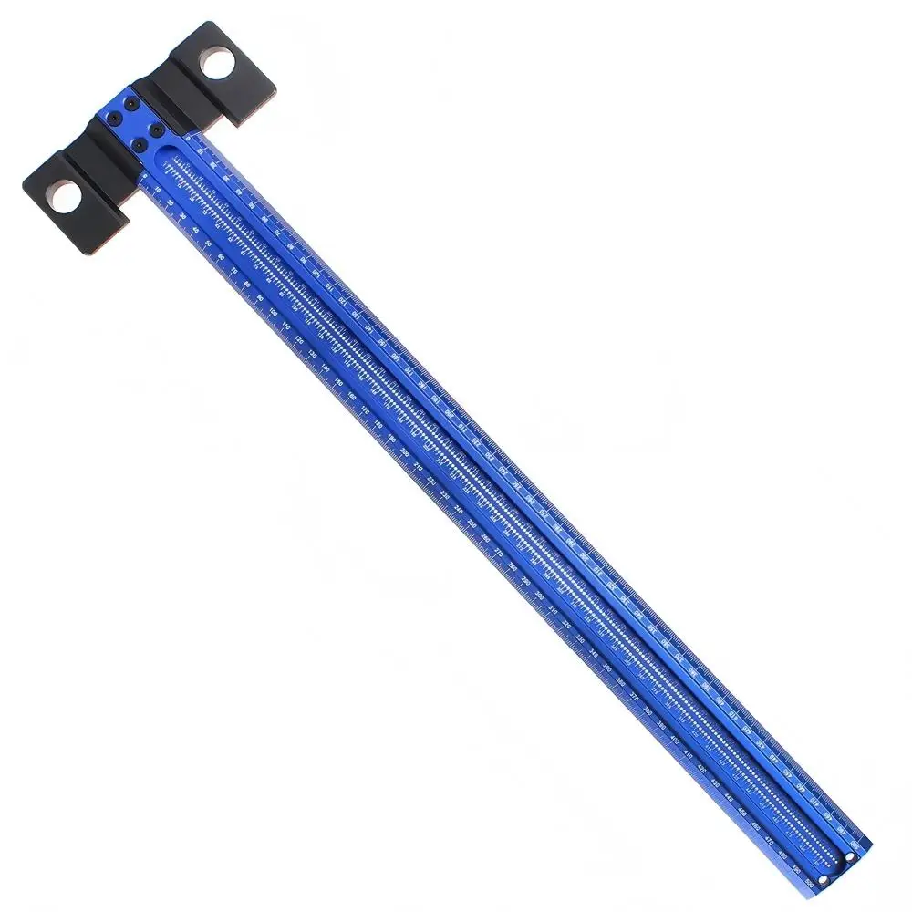 1Pc Woodworking Scriber T-Square Ruler 50cm, Architect Ruler for Carpenter Work, Layout and Measuring Tool Scribing Guide