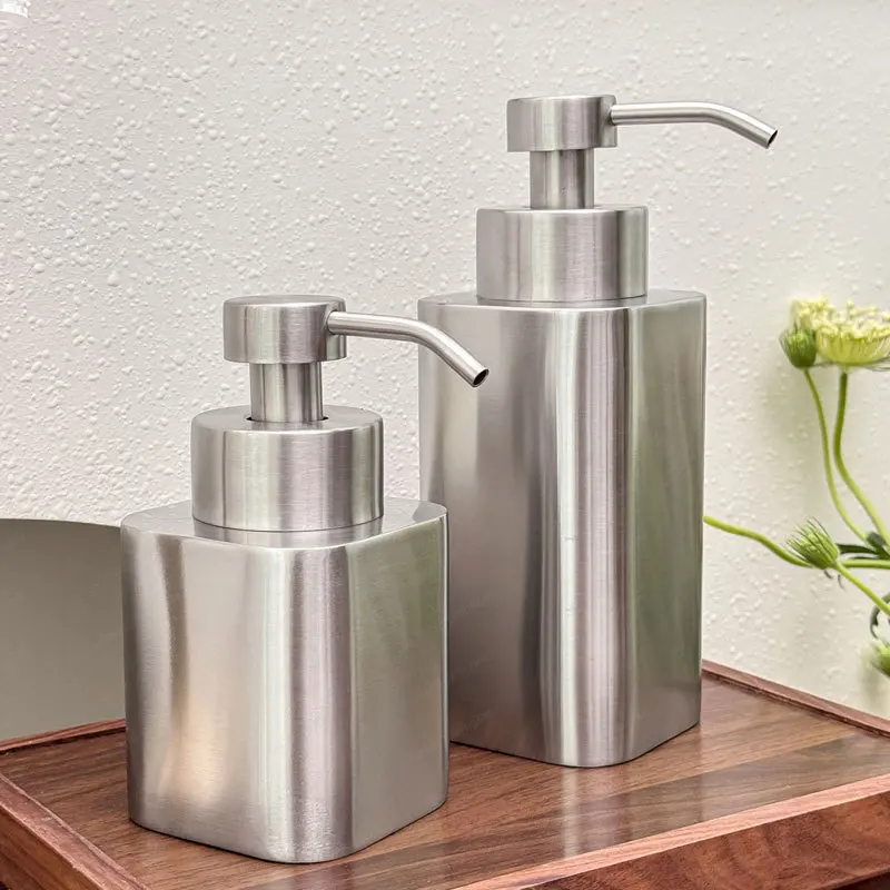 زجاجة محلول من الفولاذ المقاوم للصدأ 304، موزع لوشن، موزع صابون، زجاجة معقم لليدين، زجاجة فرعية غير لامعة 500 مل