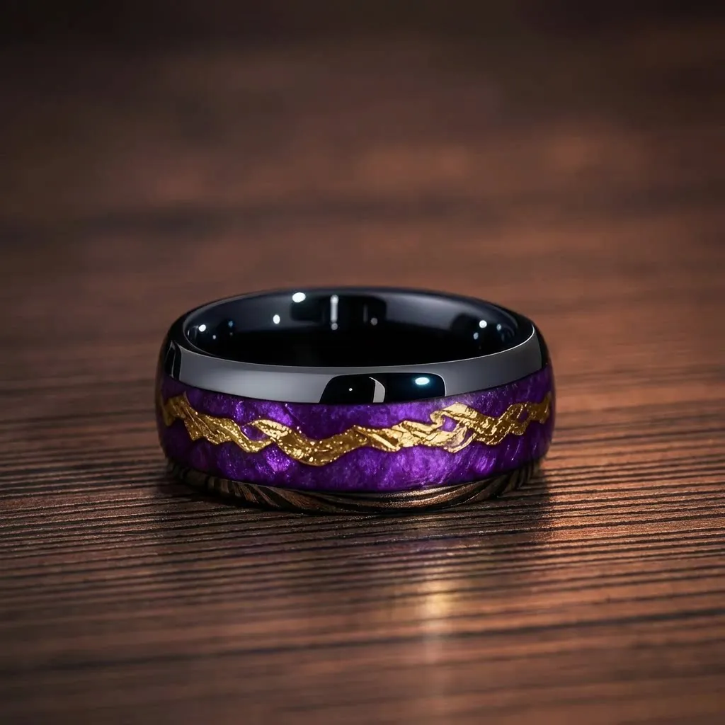 Unique Starry Night Pattern Men's Black Ring Personality Women Wedding Band Jewelry Unisex Party Accessories Wholesale