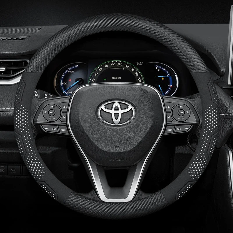 Capa de volante do carro para toyota coroa chr yaris corolla auris rav4 prius camry raize prado acessórios fibra carbono