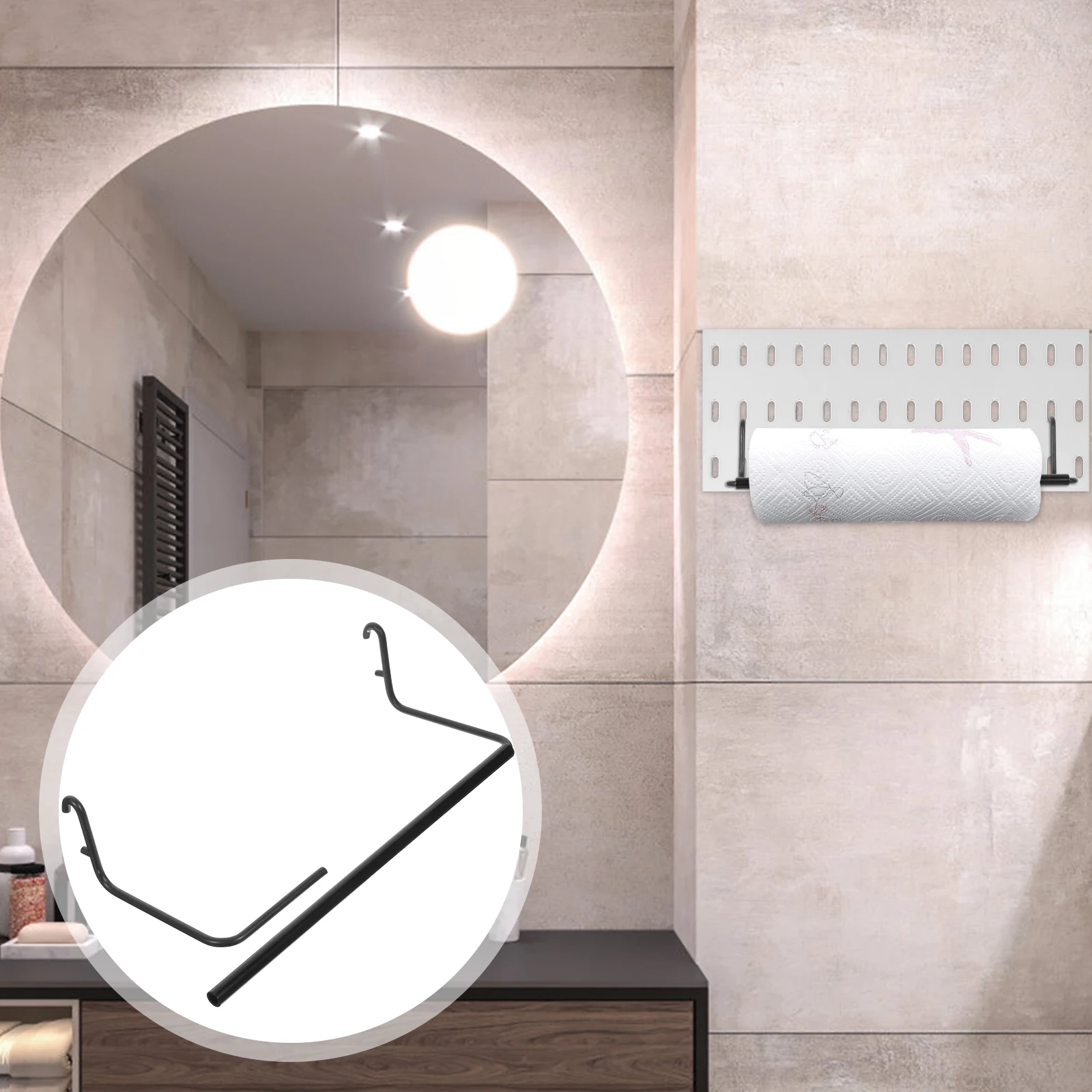 حامل المناشف الورقية المتوافق مع Pegboard، موزع لفافة معدنية لورشة المرآب والمكتب المنزلي، شماعة تخزين سهلة الوصول