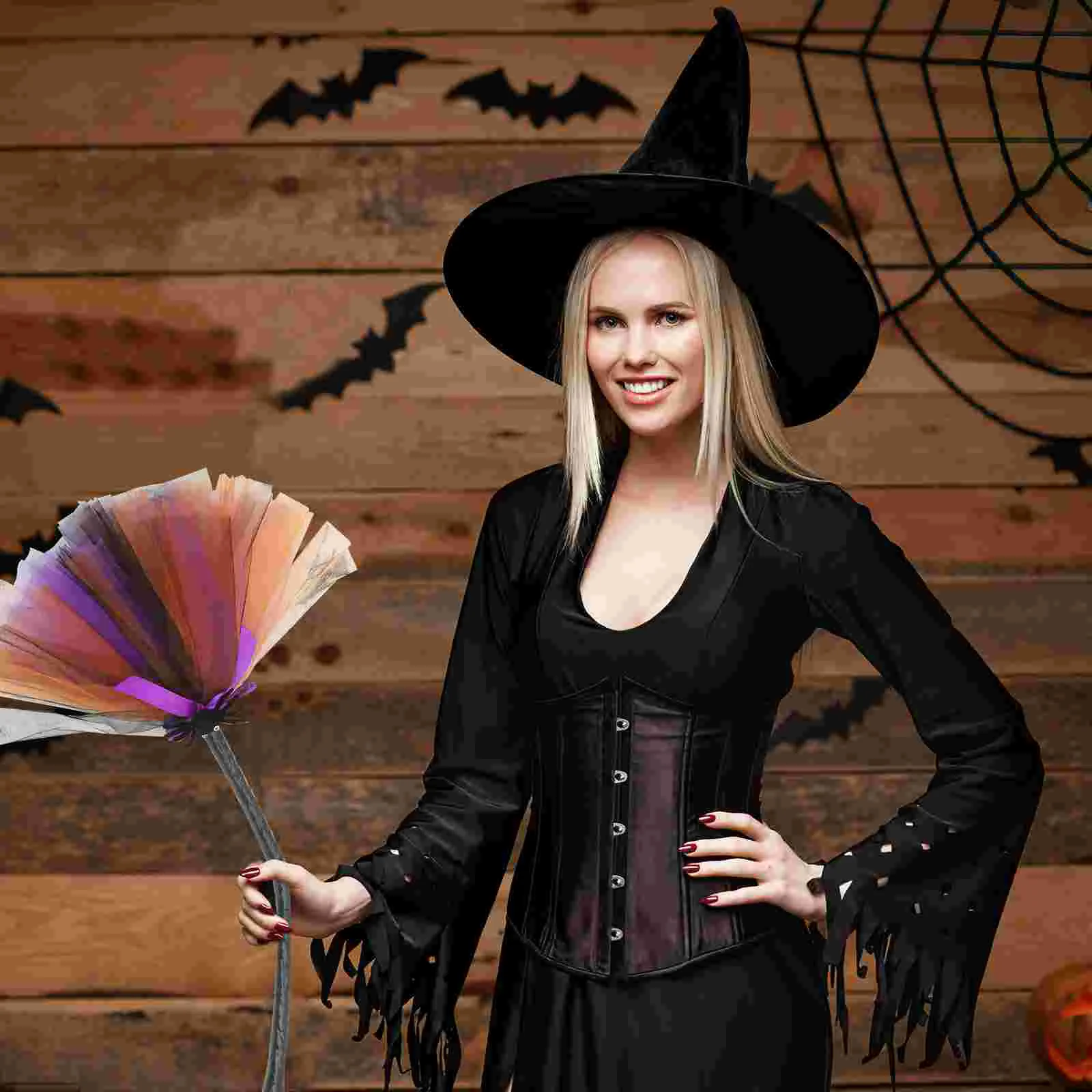 

Halloween Witch Broom Small Broomstick Decor Ornament Detachable Party Cosplay Prop Clothing