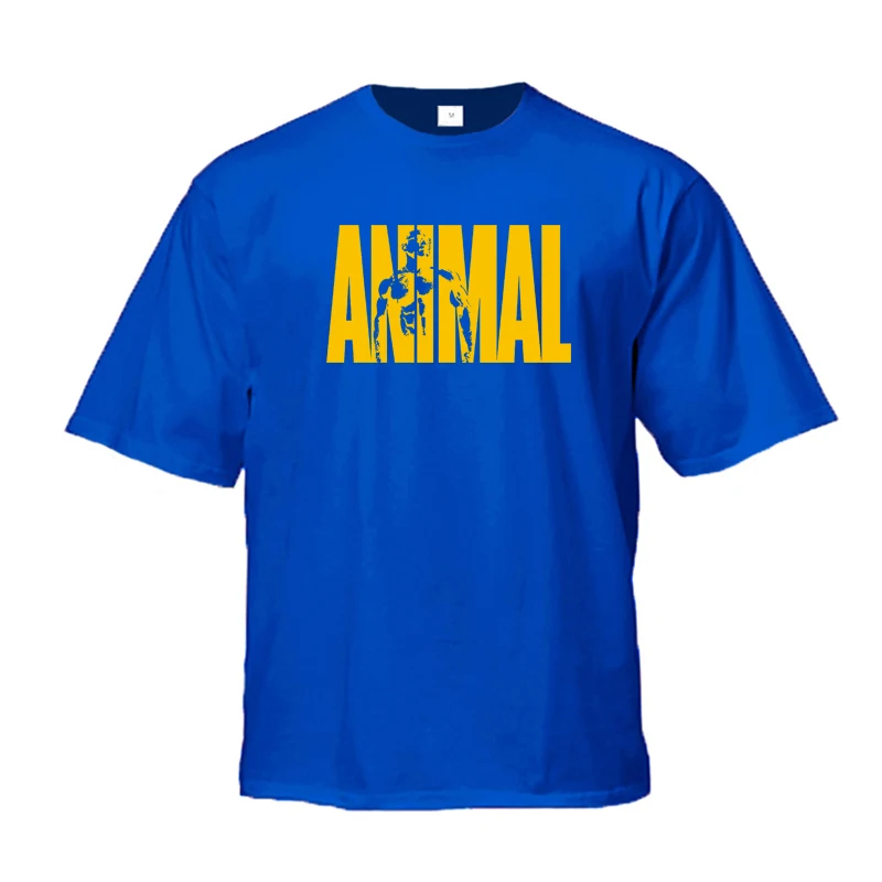 ANIMAL Letter Printed Summer Mens Oversized Half Sleeve T Shirt Cotton O Neck Casual Gym Clothing Fitness Loose Sports T-shirt