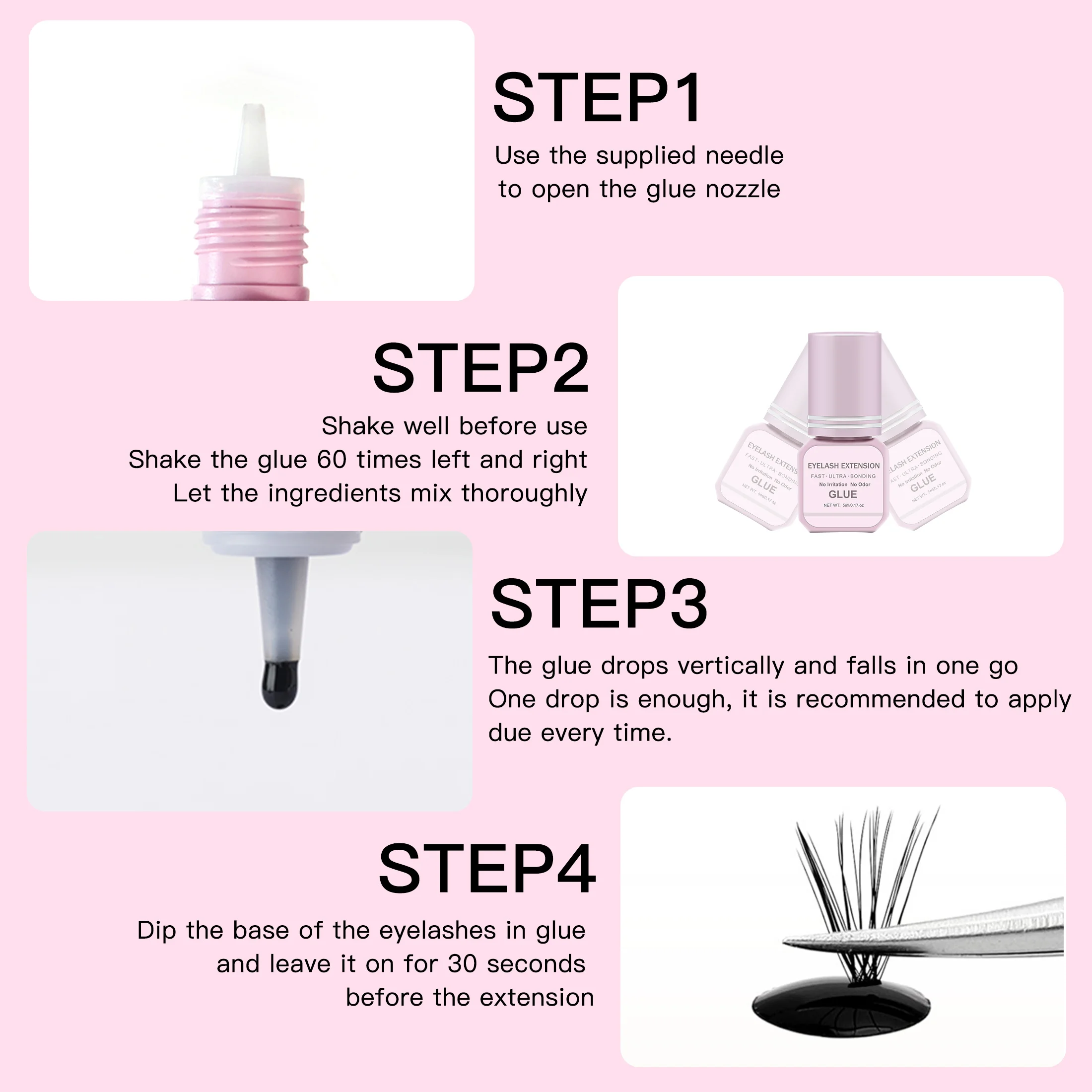 5ML long-lasting 7-day eyelash extension glue, odorless, low irritation, waterproof, eyelash extension glue for personal use.