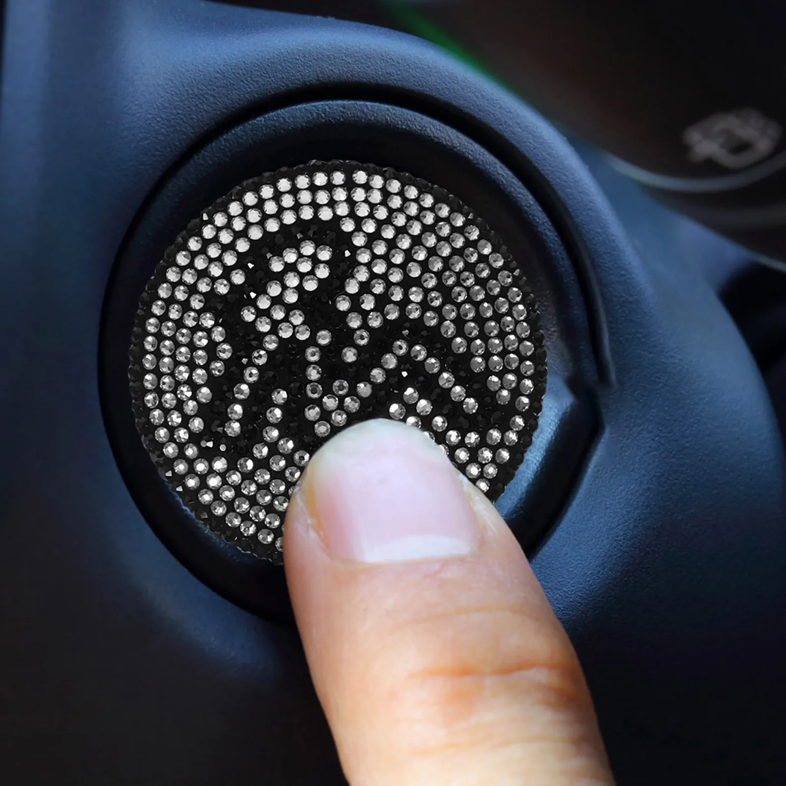 

Starter Cover Decoration Button Car Interior Multifunction Bling Accessories Engine Stop Ring Diamond for