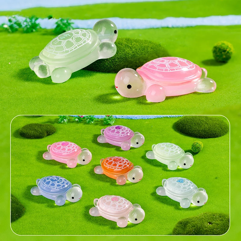 Luminous Turtle Figurine Model Cartoon Animal Glow In The Dark Ornaments Car Ornaments Micro Landscape DIY Desktop Decoration