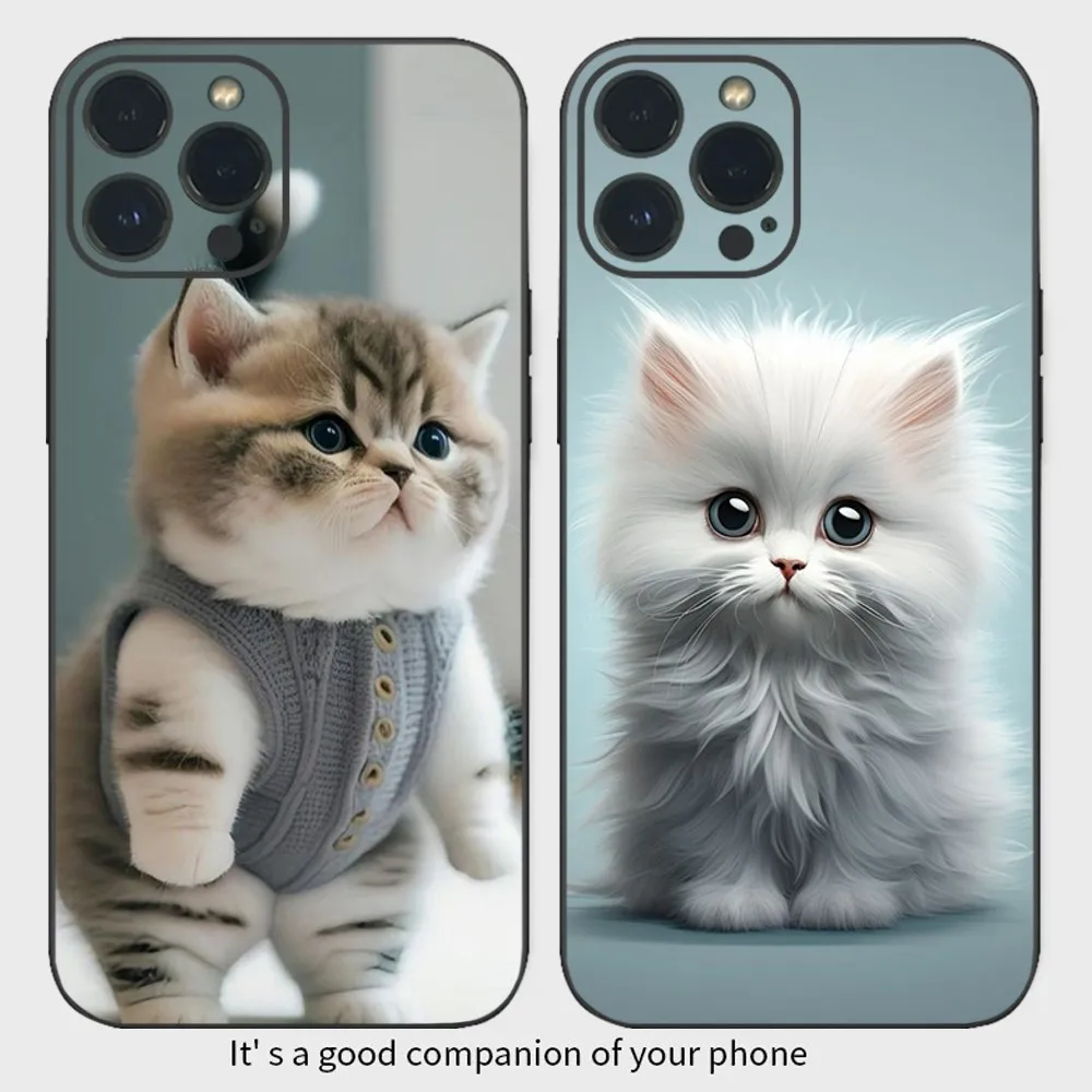 Cute Marshmallow cat Phone Case  For iPhone15 14 13 12 Mini 11 Pro XS Max X XR SE5 6 7 8 Plus Soft Silicone Cover