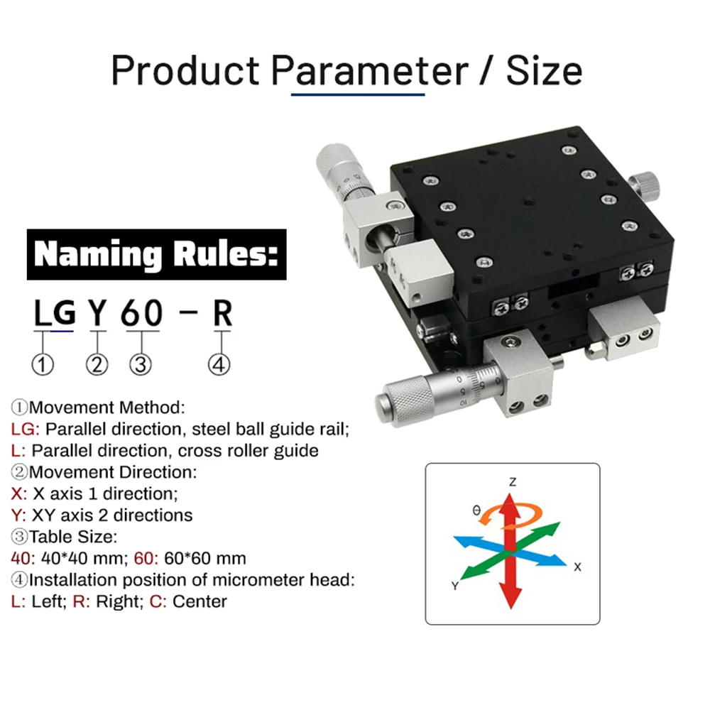 XY Axis Optical Linear Stage Sliding Table Manual Displacement Platform 40mm 60mm Mini Linear Actuator LGY40 LGY60 LY40 LY60