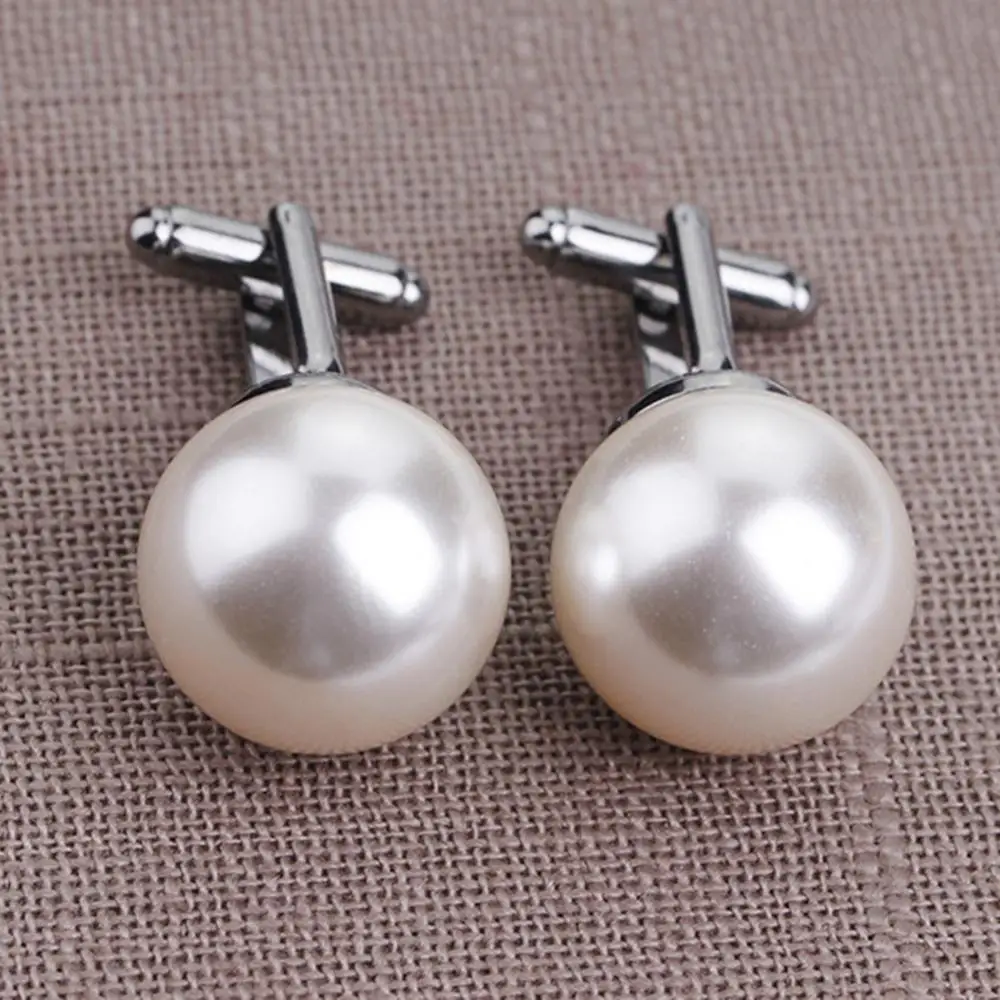 Unisex Gift Cufflinks Clothes Accessory 2Pcs Fashion Elegant Pearl Shirt Sleeve Buttons Gift Social Cocktail Parties Birthday