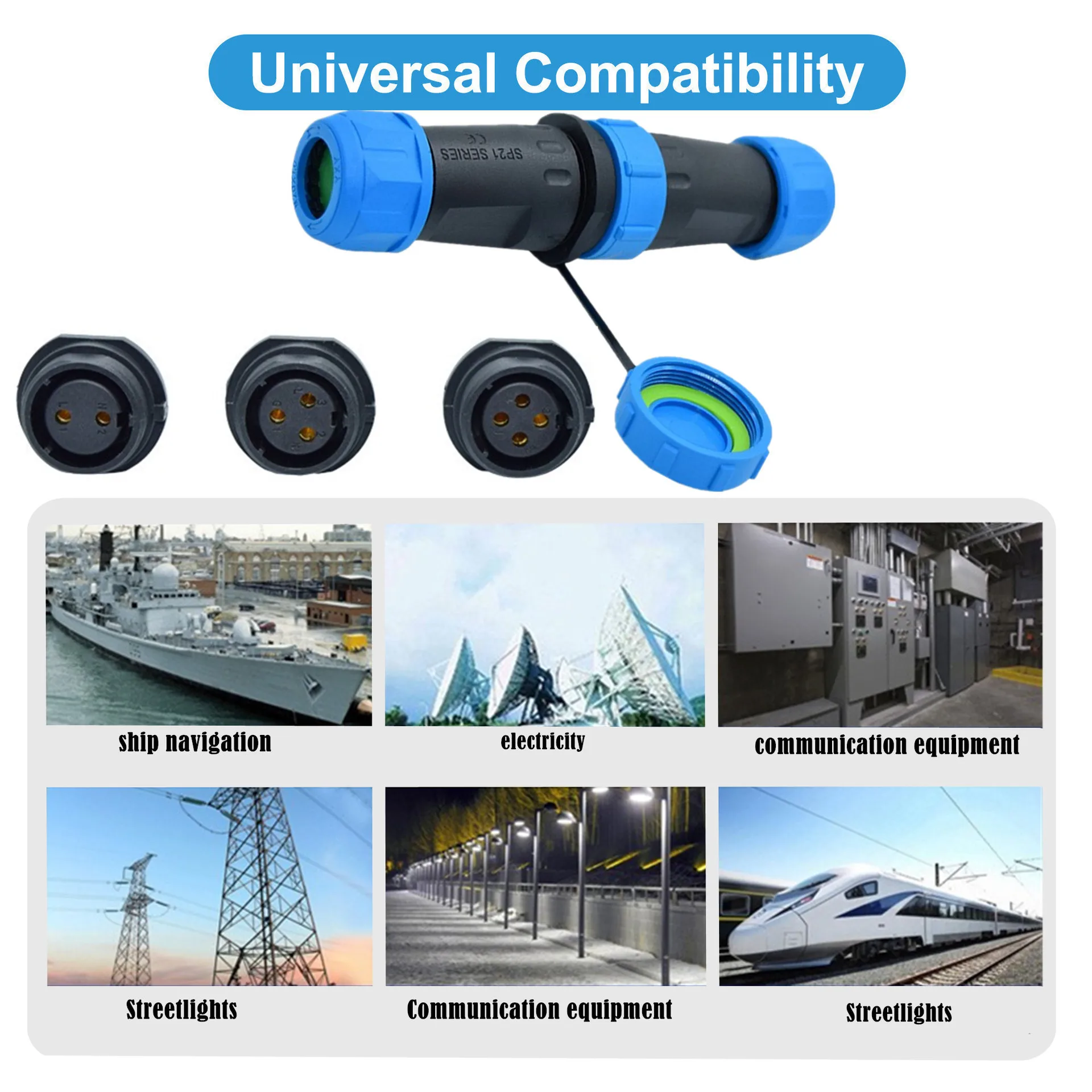 SP21 2-Core 3-Core 4-Core 5-Core Male and Female Docking Set IP68 Outdoor Street Lamp Aviation Socket Waterproof Connector