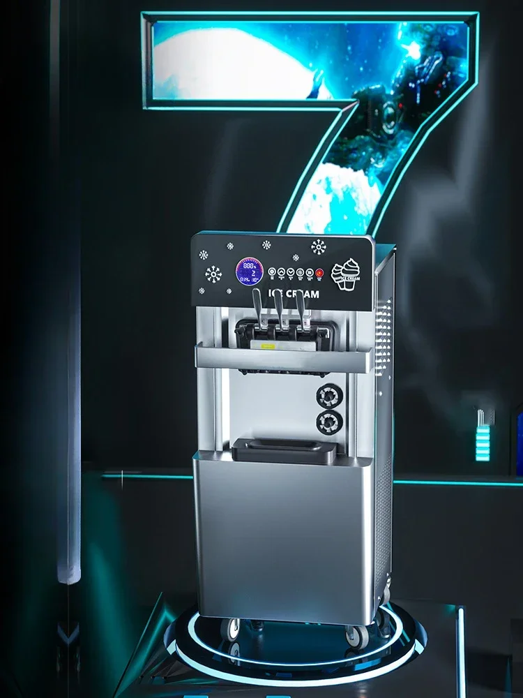 

#Vertical/desktop ice cream machine 3 flavors stainless steel body easy to clean Commercial soft ice cream machine