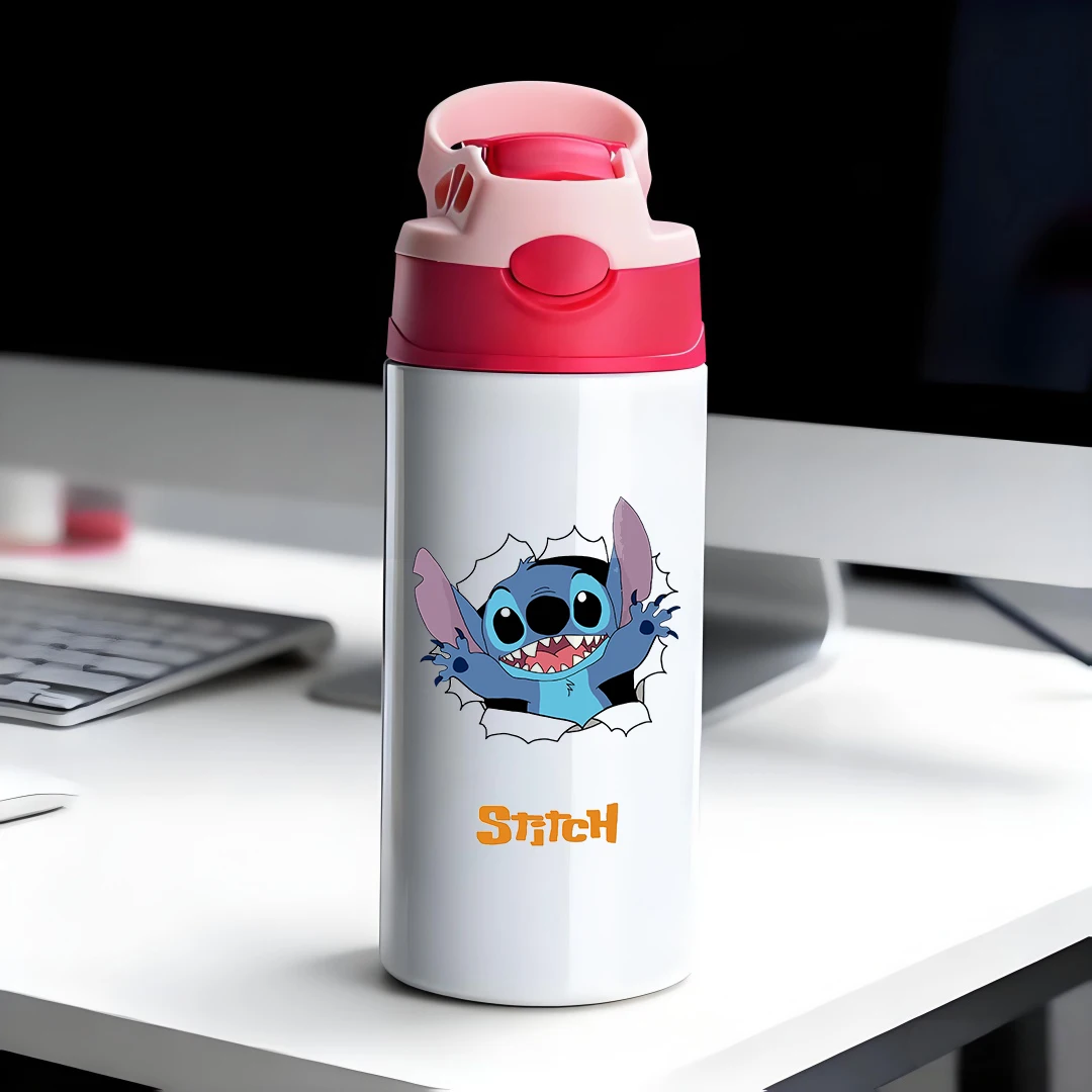 

Disney Mickey Mouse Insulated Straw Cup 304 Stainless Steel Kids Water Bottle New Year Gift with Stich Cartoon Design
