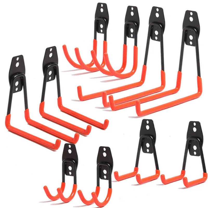 Heavy Duty Metal Hook Garage Organizer Wall Mount Bicycle Hanger Hooks Wall Mount Anti-slip Storage Hook for Ladders Garden Tool