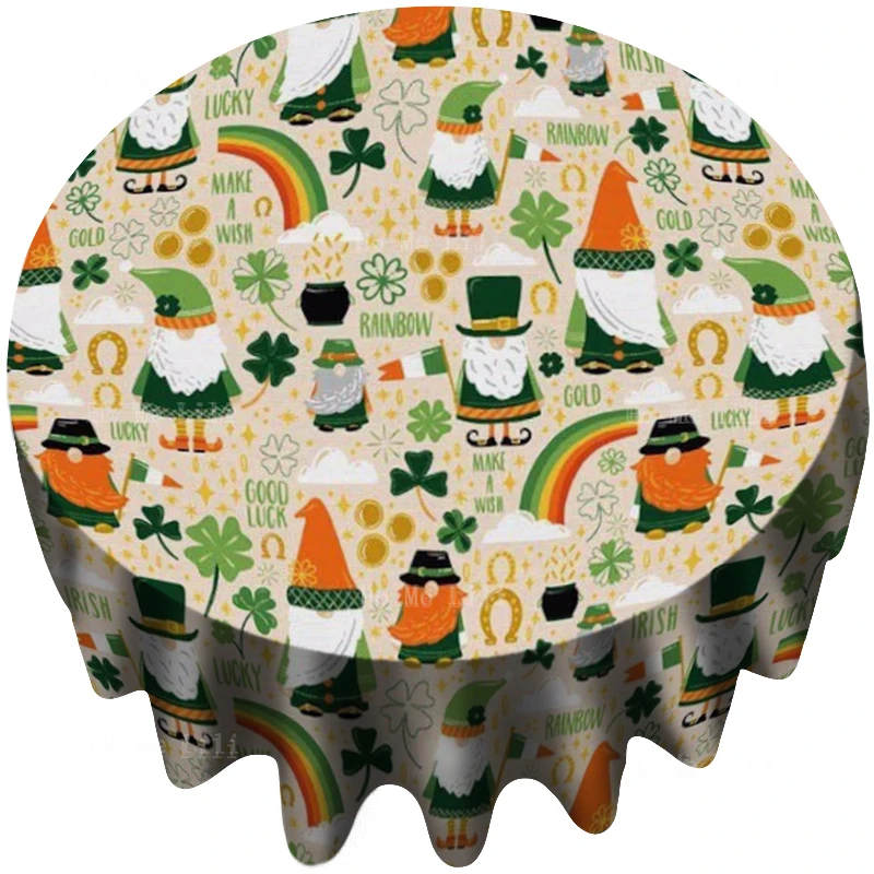 A Commemoration Of The Irish Patron Saint Saint Patrick's Holiday And Halloween Creative Design Witch Hat White Beard Tablecloth