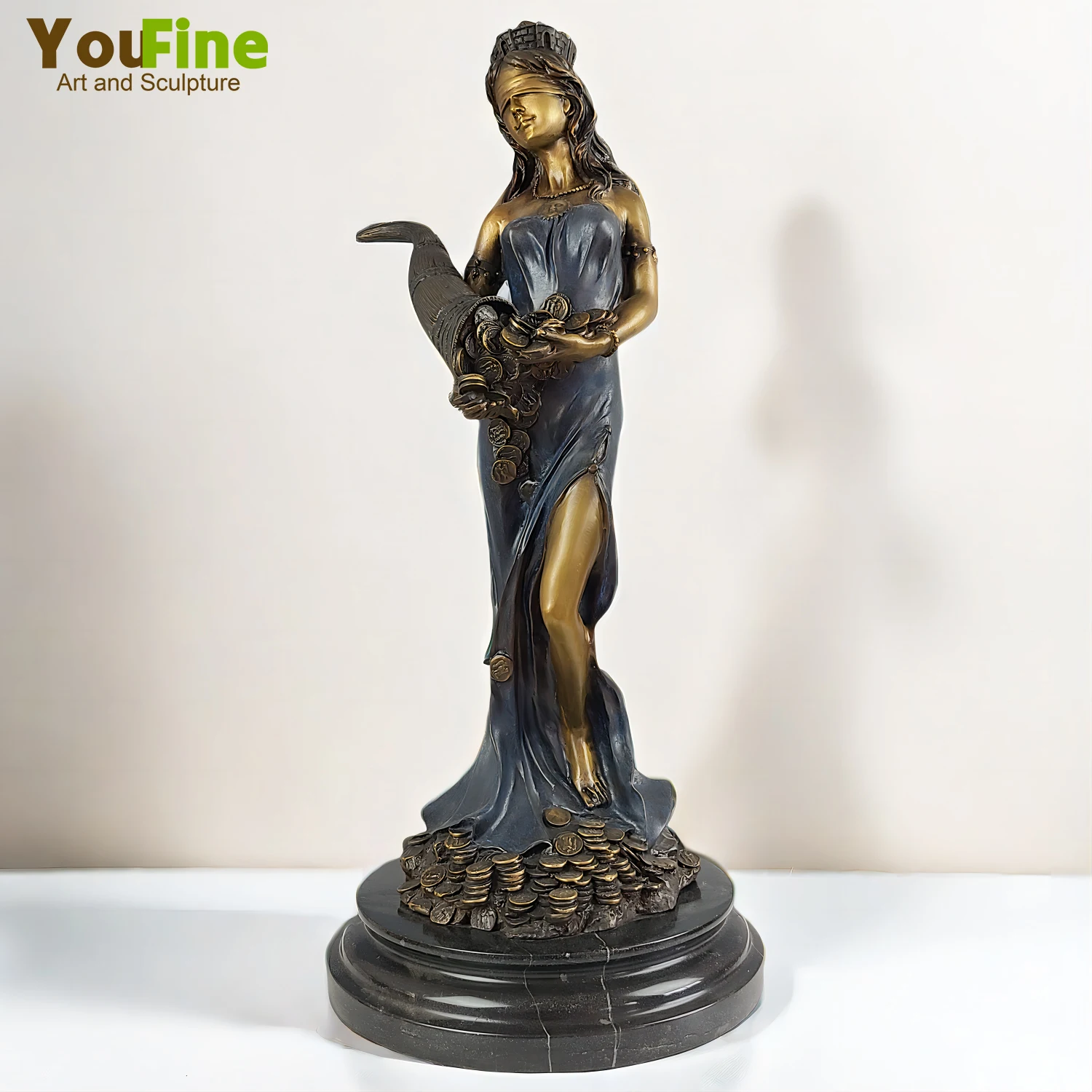 

65cm Bronze Tyche Statue Goddess Of Lucky Sculpture Hot Casting Bronze Tyche Statues For Home Art Decorr Fate and Fortune Gifts