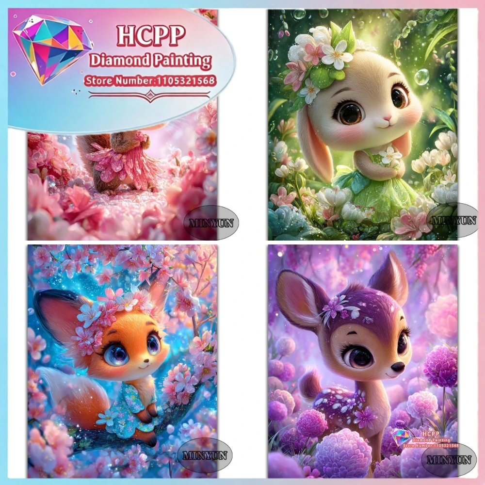 Neues Cartoon-Tier Diamant-Malerei-Set Quadratische Runde Diamanten 5D DIY Hirsch Fuchs Hase Mosaik Handgemachte Kunst Einzigartiges Geschenk Heimdekoration