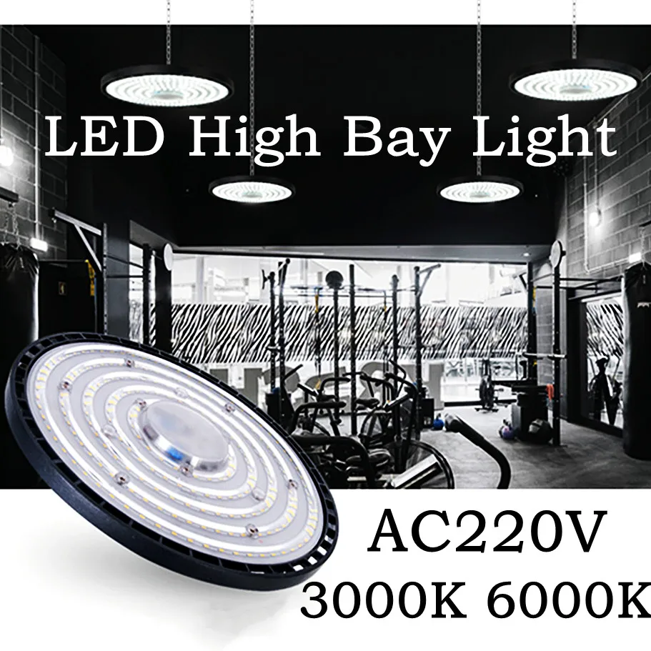

Super Bright LED High Bay Light AC 220V UFO Warehouse Garage Light IP65 Waterproof For Gym Factory Lighting 6000K 100W 150W 200W