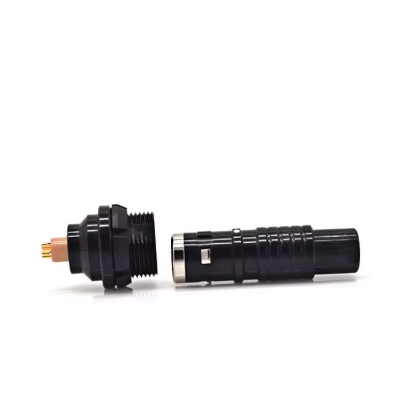 Metal 1K Waterproof Push-Pull Self-Locking 8P M16 Connector All Black Salt Spray Resistant FGG EEG  Medical Cable Connector