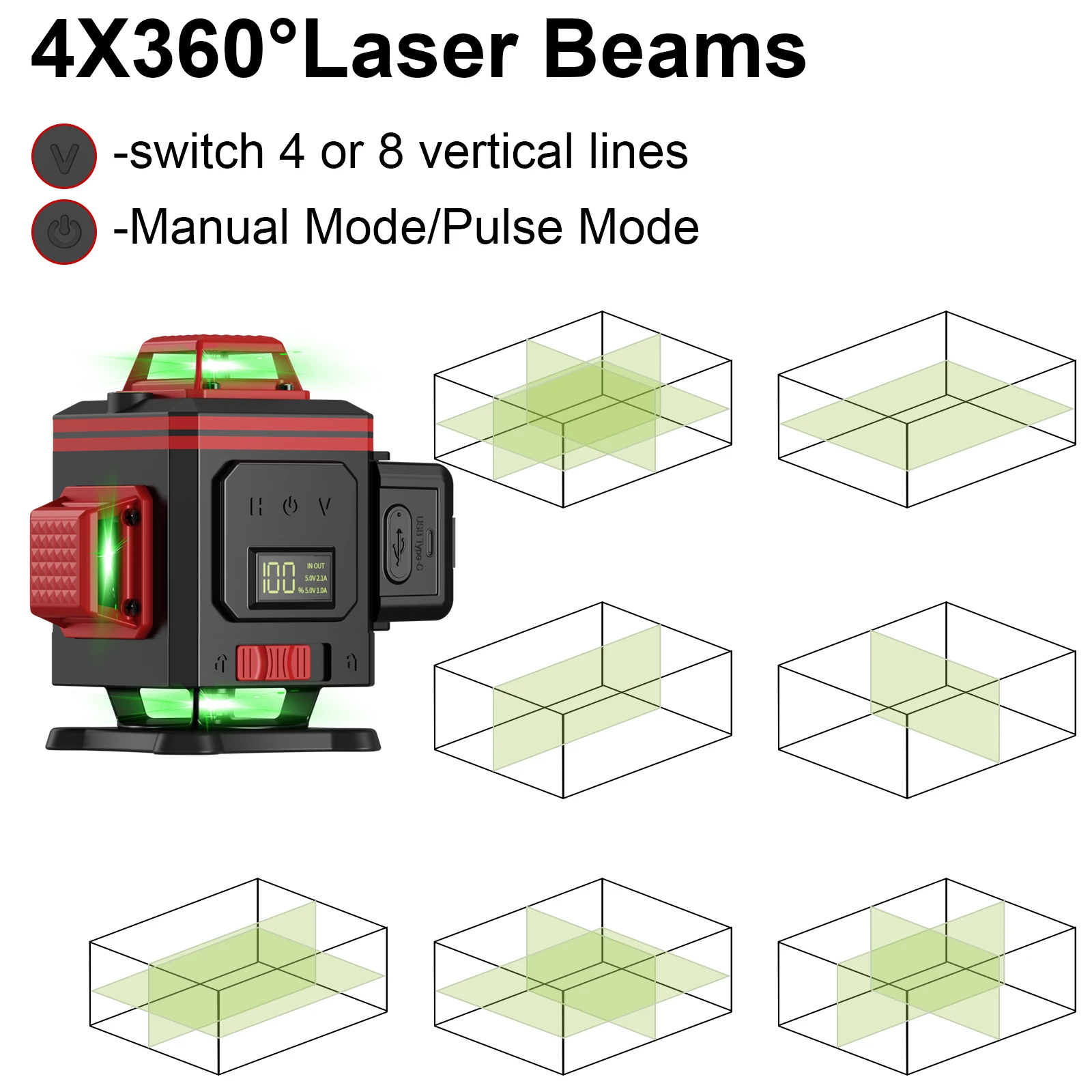 Poziomica laserowa LFINE 4D 16-liniowa ze statywem i walizką, pozioma i pionowa, profesjonalna 360°°Samopoziomujące narzędzie do poziomowania