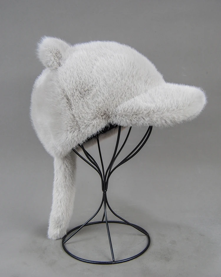 Plüschmütze für Erwachsene, Kinder und Jugendliche, für Pendler, mit Kunstfell-Schwanz, russische Wintermütze, wärmende Baseballkappe, Mützen für Damen. – Detail 9