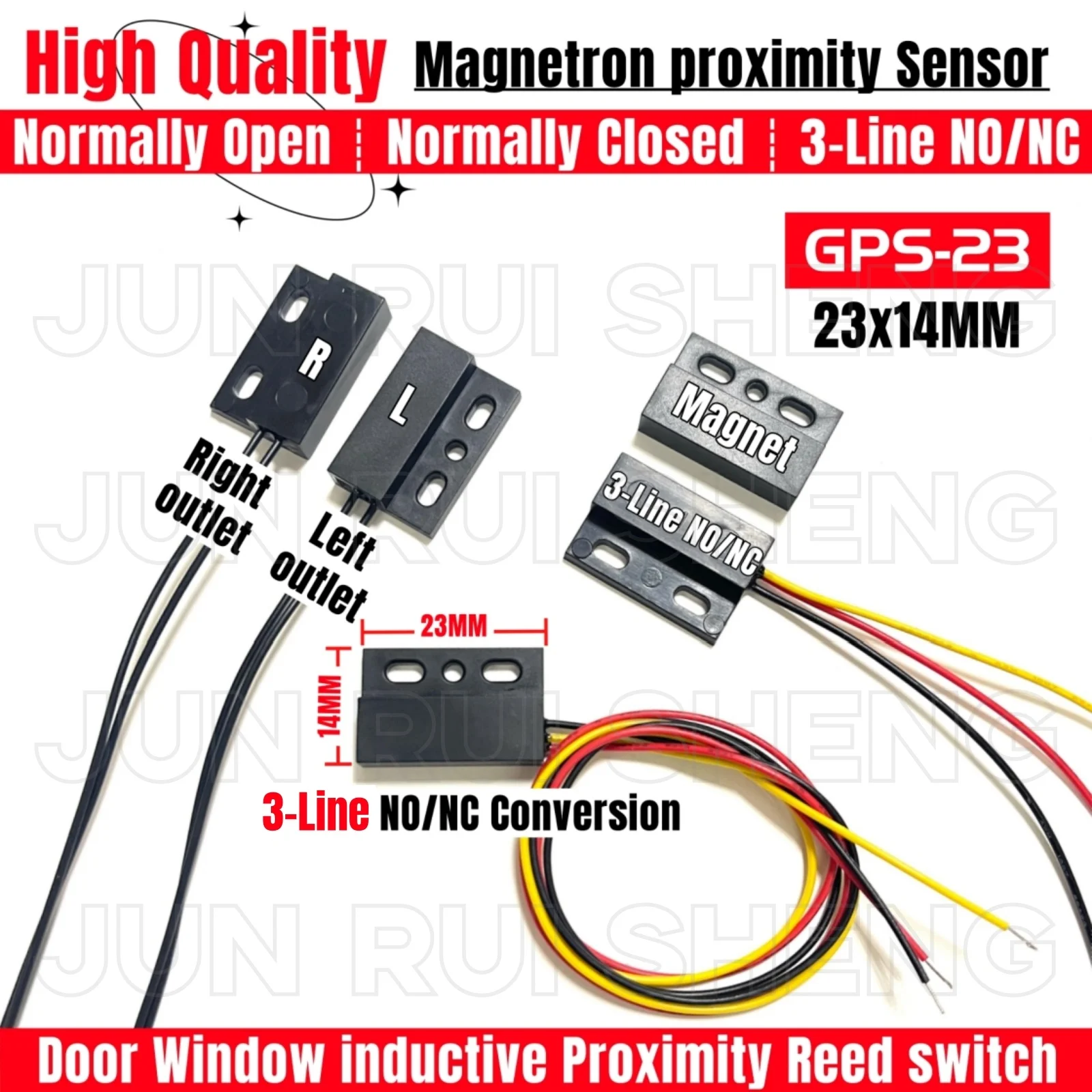 5PCS GPS-23 Door Window Magnetic Control Reed Switch Normally Closed/Open NO/NC 23*14MM Magnet Contact Distance Inductive Sensor