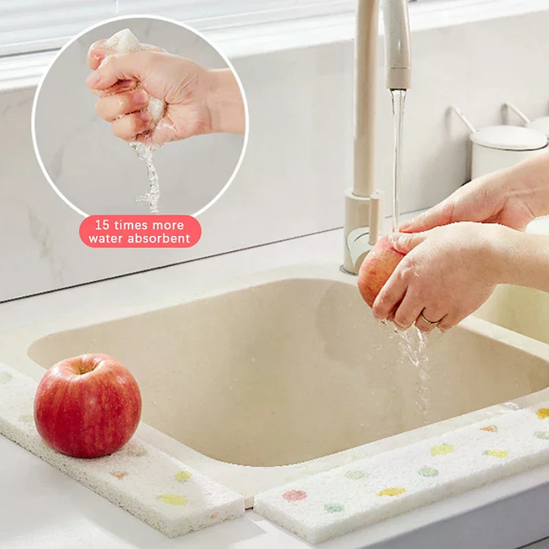 Adjustable Dish Drying Mat Kitchen Sink Splash Guard Sponge Absorbent Water Catcher Countertop Protector For Bathroom Sink