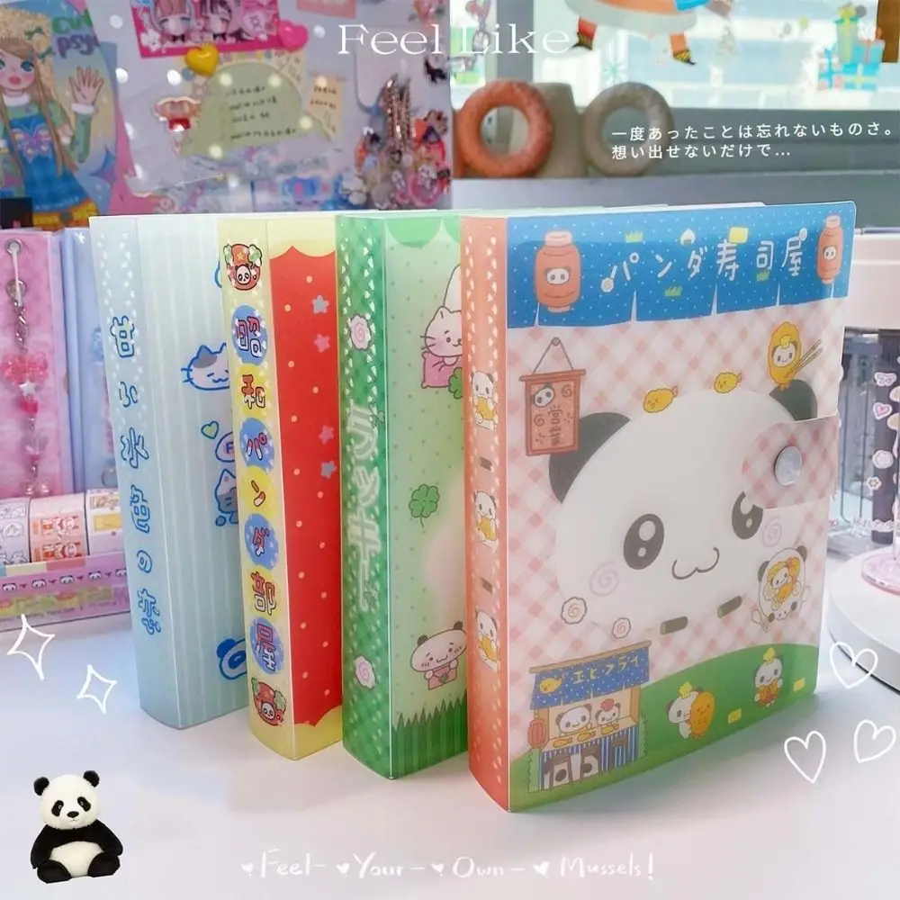 

Clover Design A6 Storage Binder Panda Theme Fixed-page Stickers Binder Vintage Showa Style Stationery Sticker Storage Book