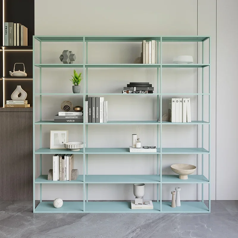 Library shelves Floor-to-ceiling with lights Wrought iron office Multi-layer storage shelves Partition household