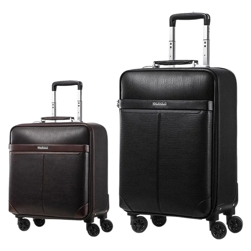 

Роскошный чемодан-тележка из натуральной кожи 16/18/20/24 дюймов, мужская ручная кладь с 4 спиннерными колесами, чемодан для деловых поездок