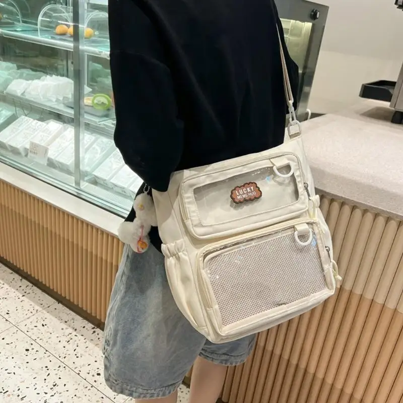 

D46D Японская школьница Симпатичная итабаг с прозрачным окном Сумка по кроссу аниме -штифт.