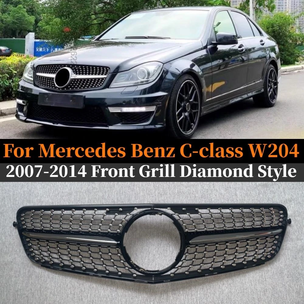 

Front Grill For Mercedes Benz C Class W204 07 2008 2009 2010 2011 2012 2013 2014 C180 C200 C250 C300 C350 Diamond Style Grilles