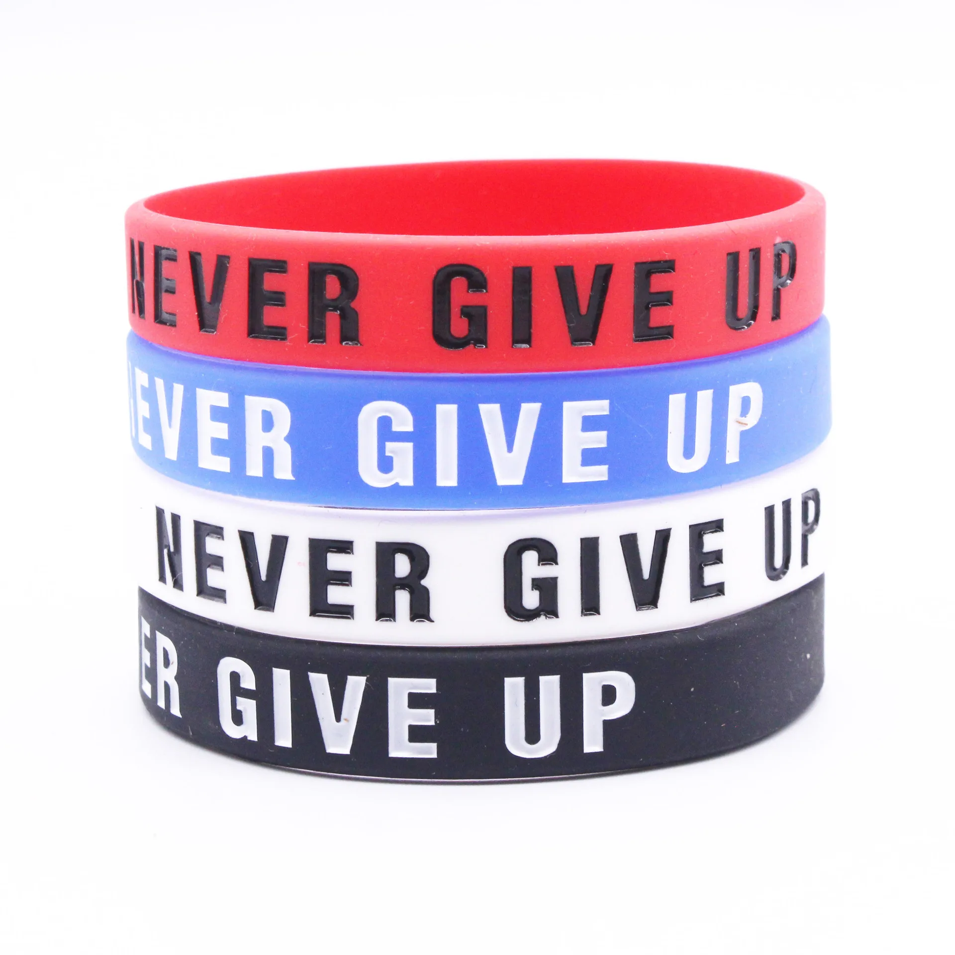 4Pcs Never Give Up Inspirational Fashion Sport Silicone Wristband Rubber Bracelet Festival Gifts And Accessories For Men Women