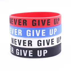 4Pcs Never Give Up Inspirational Fashion Sport Silicone Wristband Rubber Bracelet Festival Gifts And Accessories For Men Women