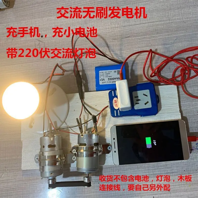 220V Double Bearing Silent Brushless Generator Scientific Experimental Equipment Dechang Alternator Model DIY 775 Motor