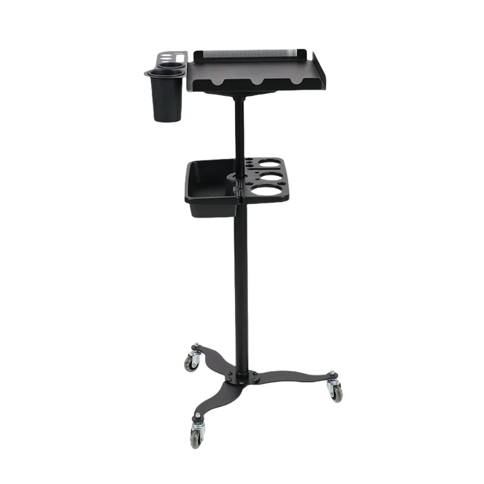 The new double-layer hair extension bracket cart can be lifted and lowered, wig storage rack, hair dyeing tool cart.