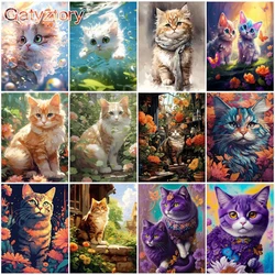 GATYZTORY Painting By Numbers Cat Animal DIY Kits Drawing Canvas HandPainted Art Pictures By Numbers Modern Home Decor Gift