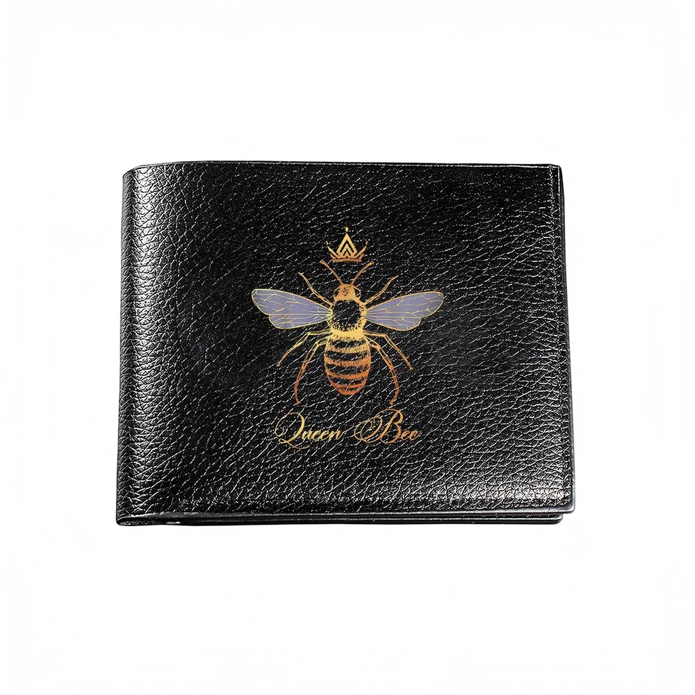 Queen Bee Embroidered Honeybee Design Men's Wallet Card Holder Casual Business Fashion Print Accessory