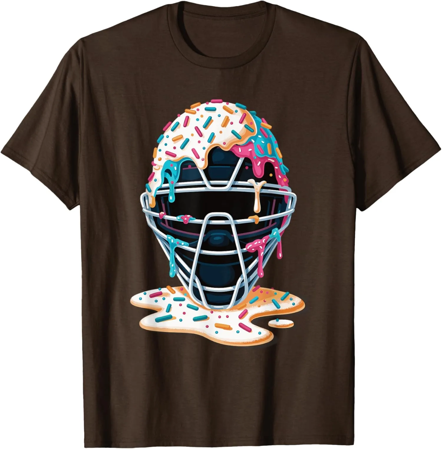 Baseball Catcher Mask Ice Cream Dripping Baseball Unisex T-Shirt