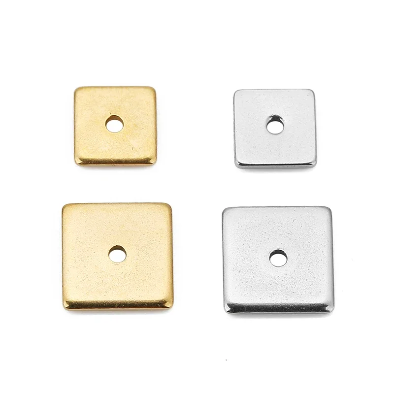 50 sztuk 4/5/6/8mm złoty kwadratowy płaski koraliki dystansowe ze stali nierdzewnej luźne koraliki dla DIY bransoletki akcesoria do wyrobu biżuterii akcesoria