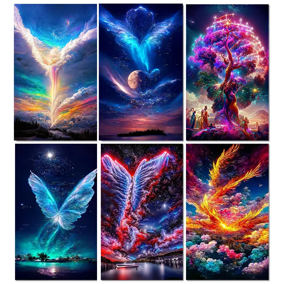 Fantasy Landscape Diy Diamond Painting Kits Dream Aurora Scenery Abstract Wing Full Diamond Mosasic Embroidery Home Decor