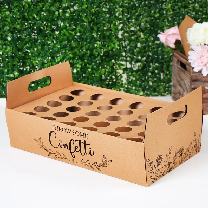 Kraft Paper Wedding Confetti Cone Holder Support For Wedding Decoration Confetti Cones Stand Box Tray Artificial Flower Boxes
