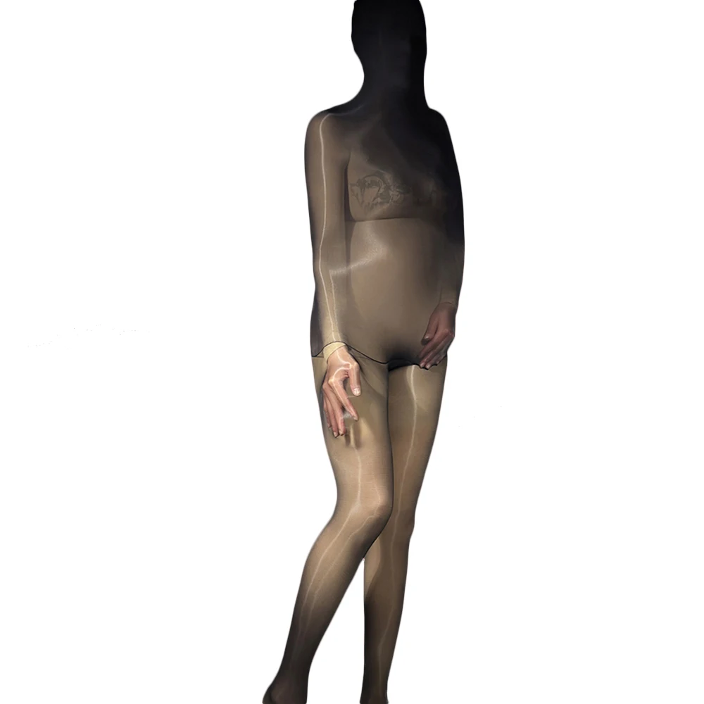 Women Unisex Sexy Oil Shiny Bodysuit Sheer See Through Body Pantyhose Tights Cocoons Body Stocking Elastic Yoag Leotard Bodycon - view 6