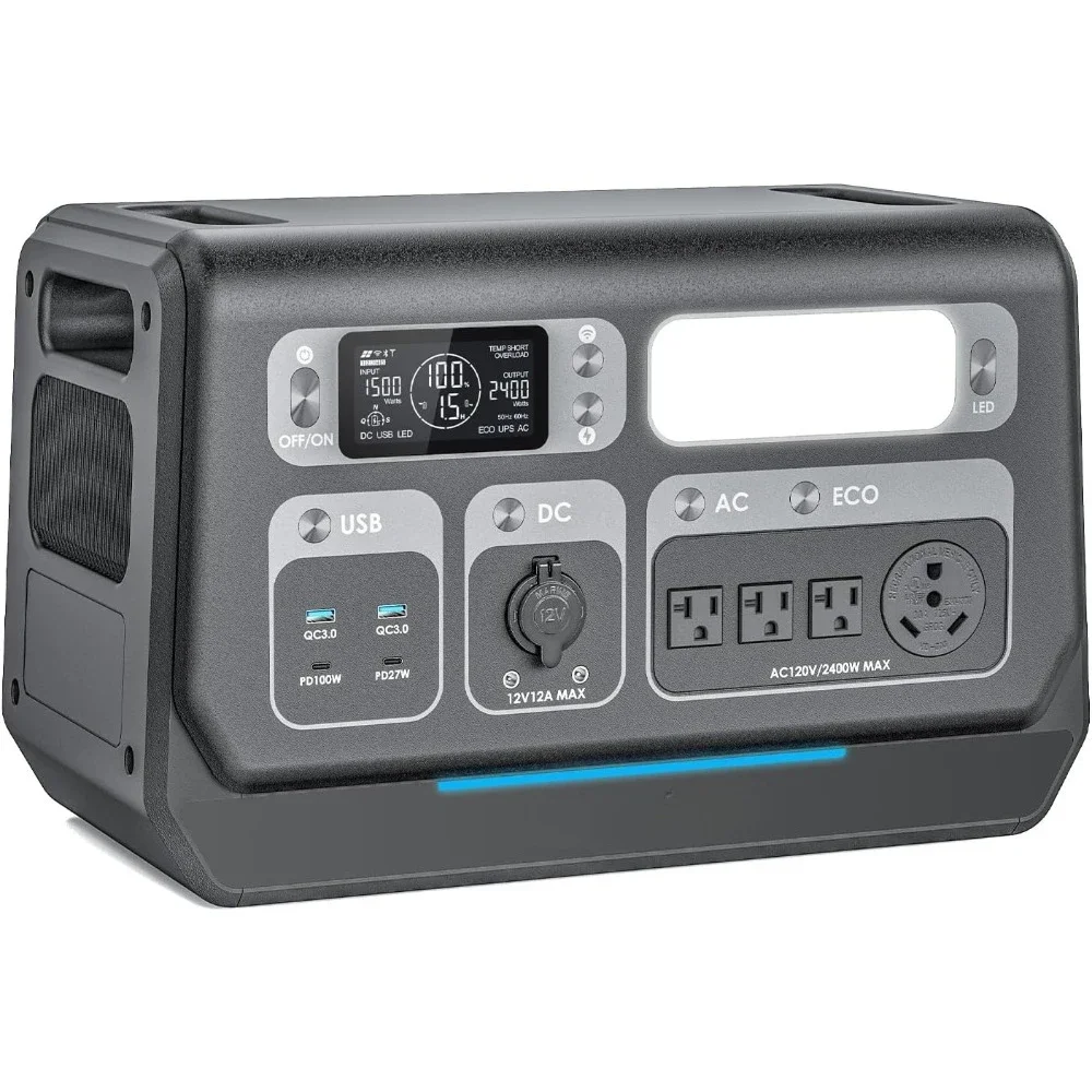 

Portable Power Station, 2048Wh LiFePO4 Battery Backup, Expandable to 10240Wh 2400W AC Outlets (3600W Power Lifting), 30A