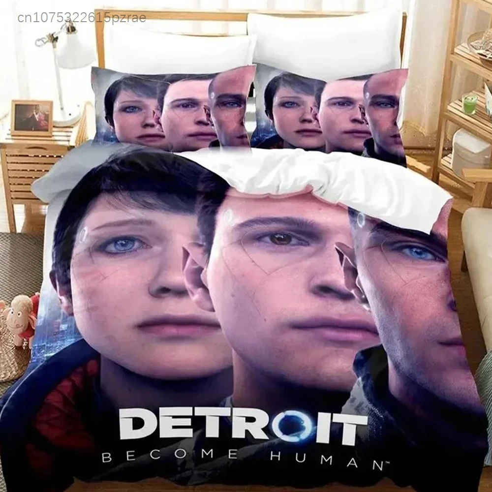 Top 3D Print Game Detroit Become Human Bedding Set Duvet Cover Quilt Cover Pillowcase Comforter King Queen Size Boys Adult