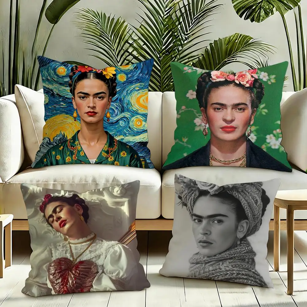 F-Frida K-Kahlo Cushion Cover Reversible Plush Pillow Cover Soft Fluffy  Home Decor for Sofa Bedroom